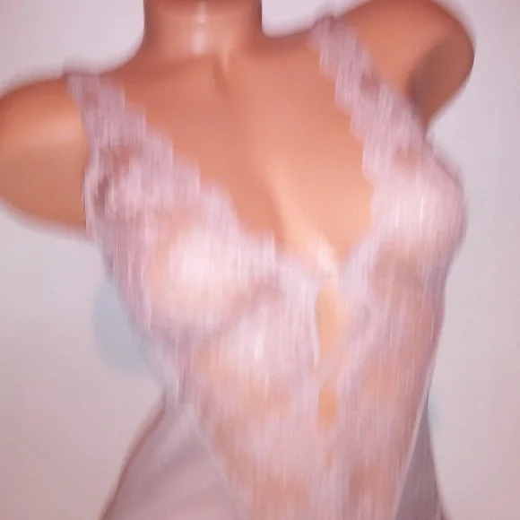 Vintage Lingerie Formit Rogers Bodysuit XS 32 Beige Lace Trim Snap Up Bottom